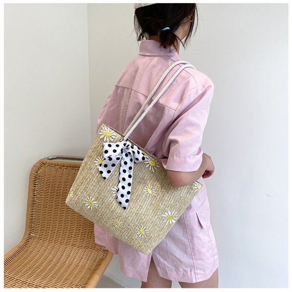 Braided bag Shoulder bag Small daisies INS summer tide hand bL shoulder bag